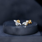 Unique Lab Grown Diamond Three Stone Stud Earrings for Women Lab - ( EF-VS ) - Rosec Jewels