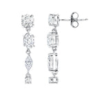 Multi Shape Lab Grown Diamond Dangle Earrings For Bride Lab - ( EF-VS ) - Rosec Jewels