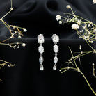 Multi Shape Lab Grown Diamond Dangle Earrings For Bride Lab - ( EF-VS ) - Rosec Jewels