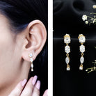 Multi Shape Lab Grown Diamond Dangle Earrings For Bride Lab - ( EF-VS ) - Rosec Jewels