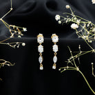 Multi Shape Lab Grown Diamond Dangle Earrings For Bride Lab - ( EF-VS ) - Rosec Jewels
