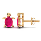 3/4 CT Turtle Stud Earrings with Oval Cut Ruby AAA - Rosec Jewels