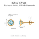 Round Cut Real Aquamarine Solitaire Stud Earring in Bezel Setting Aquamarine - ( AAA ) - Quality - Rosec Jewels
