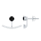 1 Carat Black Spinel Jacket Earrings with Diamond Stones AAA - Rosec Jewels
