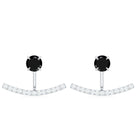 1 Carat Black Spinel Jacket Earrings with Diamond Stones AAA - Rosec Jewels