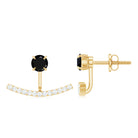 1 Carat Black Spinel Jacket Earrings with Diamond Stones AAA - Rosec Jewels