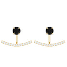 1 Carat Black Spinel Jacket Earrings with Diamond Stones AAA - Rosec Jewels