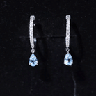 Aquamarine and Diamond Hoop Drop Earrings AAA - Rosec Jewels