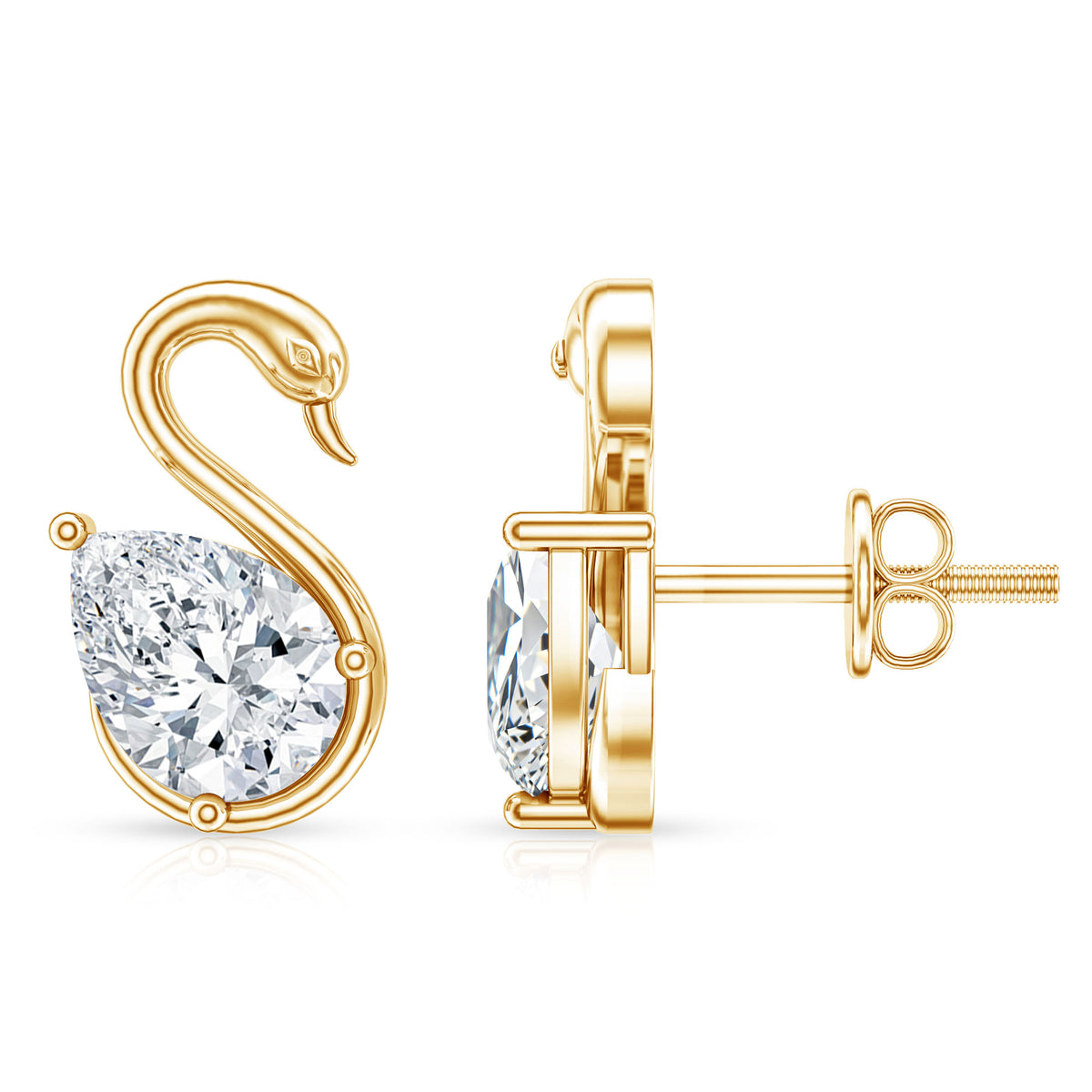 Certified Lab Grown Diamond Swan Stud Earrings Lab - ( EF-VS ) - Rosec Jewels