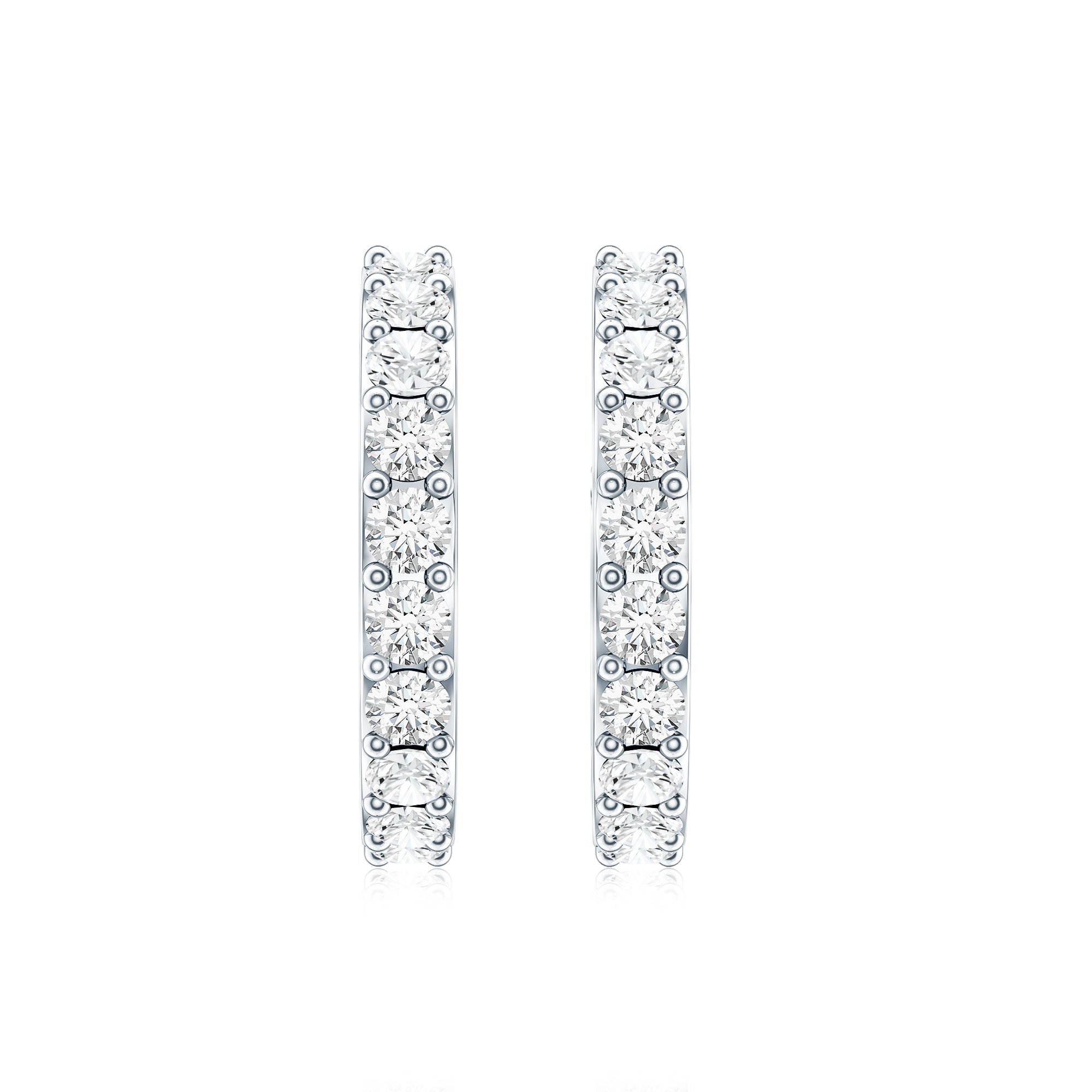 Certified Diamond Small Hoop Earrings Natural - ( HI-SI ) - Rosec Jewels