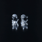 5MM Round Lab Created Black Diamond Cat Stud Earrings AAAA ( Synthetic ) - Rosec Jewels