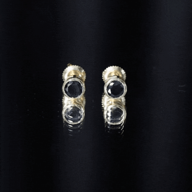 1.6 Carat Bezel Set Lab Created Black Diamond Solitaire Stud Earrings AAAA ( Synthetic ) - Rosec Jewels