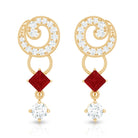 Genuine Ruby and Diamond Bridal Earrings with Certificate AAA - Rosec Jewels