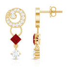 Genuine Ruby and Diamond Bridal Earrings with Certificate AAA - Rosec Jewels