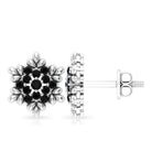 Certified Black Onyx Snowflake Stud Earrings for Women AAA - Rosec Jewels