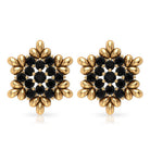 Certified Black Onyx Snowflake Stud Earrings for Women AAA - Rosec Jewels