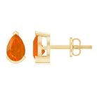 Natural 1 Carat Fire Opal Teardrop Stud Earrings AAA - Rosec Jewels