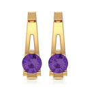 Solitaire Amethyst J Hoop Earrings for Women AAA - Rosec Jewels