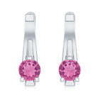 Natural Pink Tourmaline J Hoop Earrings AAA - Rosec Jewels