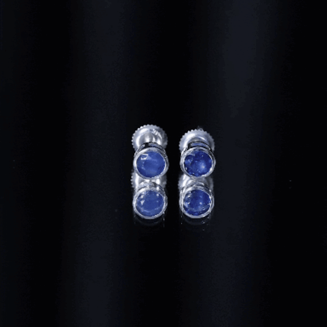 1.9 Carat Bezel Set Blue Sapphire Solitaire Stud Earrings AAA - Rosec Jewels