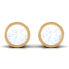 Real Moonstone Solitaire Stud Earrings in Bezel Setting AAA - Rosec Jewels