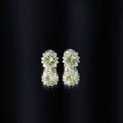 1 Carat Peridot Stud Earrings with Diamond Halo AAA - Rosec Jewels