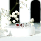 0.6 Carat Garnet Classic Stud Earrings with Diamond Halo AAA - Rosec Jewels