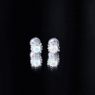 Classic Ethiopian Opal Stud Earrings with Diamond Halo AAA - Rosec Jewels