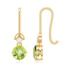 1 Carat Round Peridot and Moissanite Drop Earrings with Fish Hook AAA - Rosec Jewels