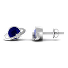2 CT Solitaire Blue Sapphire Celestial Stud Earrings in Bezel Setting AAA - Rosec Jewels