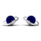 2 CT Solitaire Blue Sapphire Celestial Stud Earrings in Bezel Setting AAA - Rosec Jewels