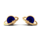 2 CT Solitaire Blue Sapphire Celestial Stud Earrings in Bezel Setting AAA - Rosec Jewels
