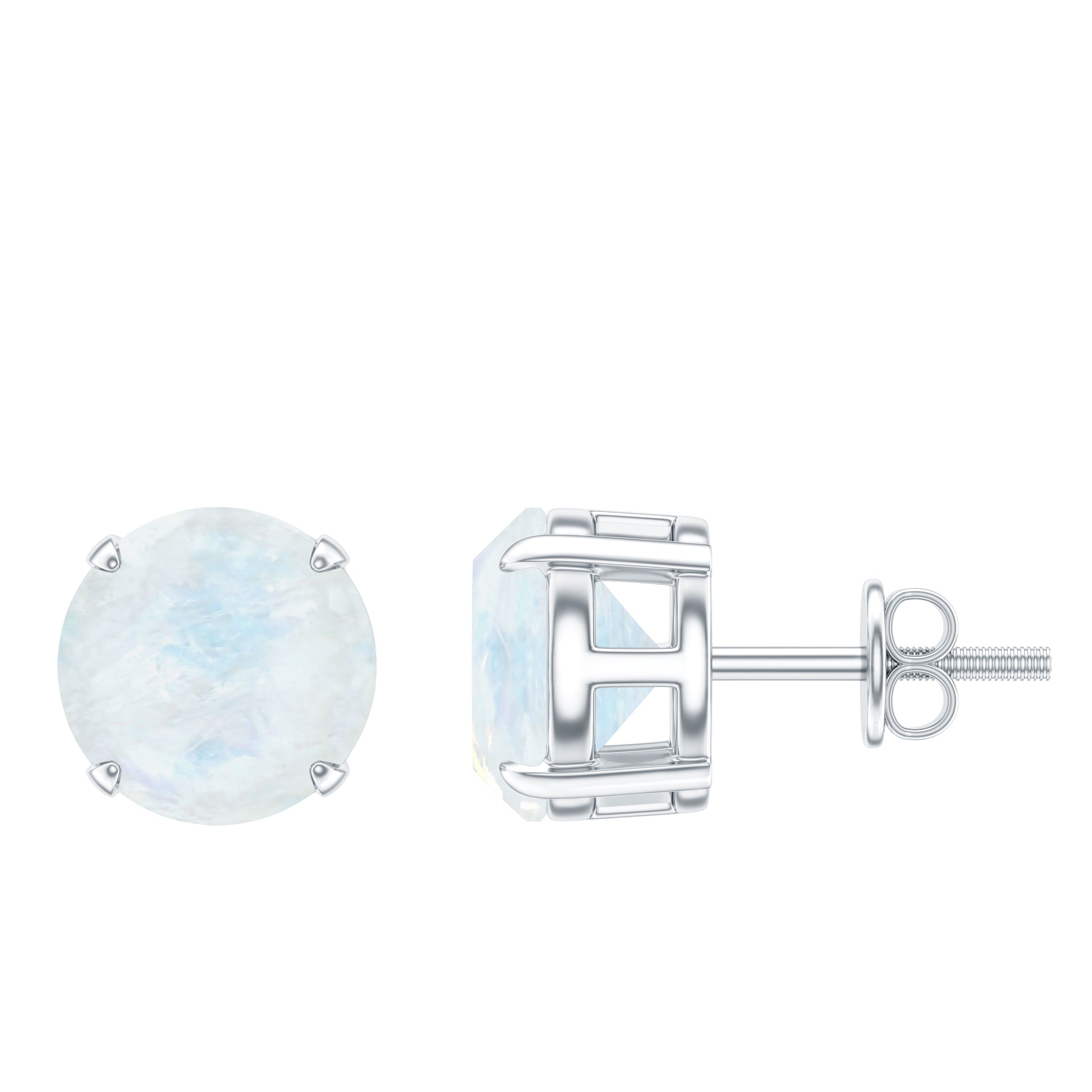 Claw Set Solitaire Moonstone Stud Earrings AAA - Rosec Jewels