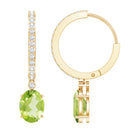 Natural 2.2 Carat Peridot Drop Hoop Earrings with Diamond AAA - Rosec Jewels