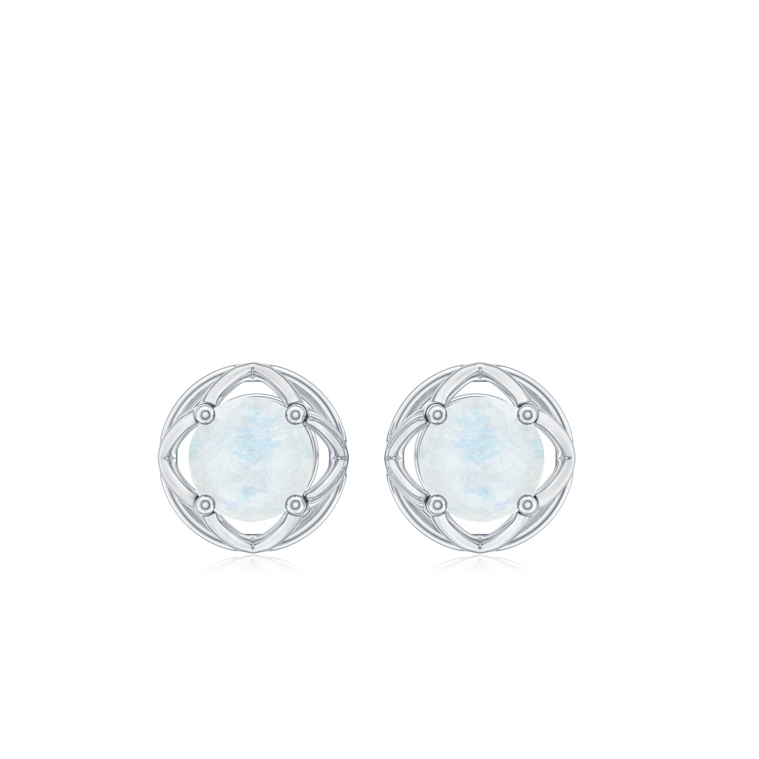 0.7 Carat Moonstone Flower Stud Earrings AAA - Rosec Jewels