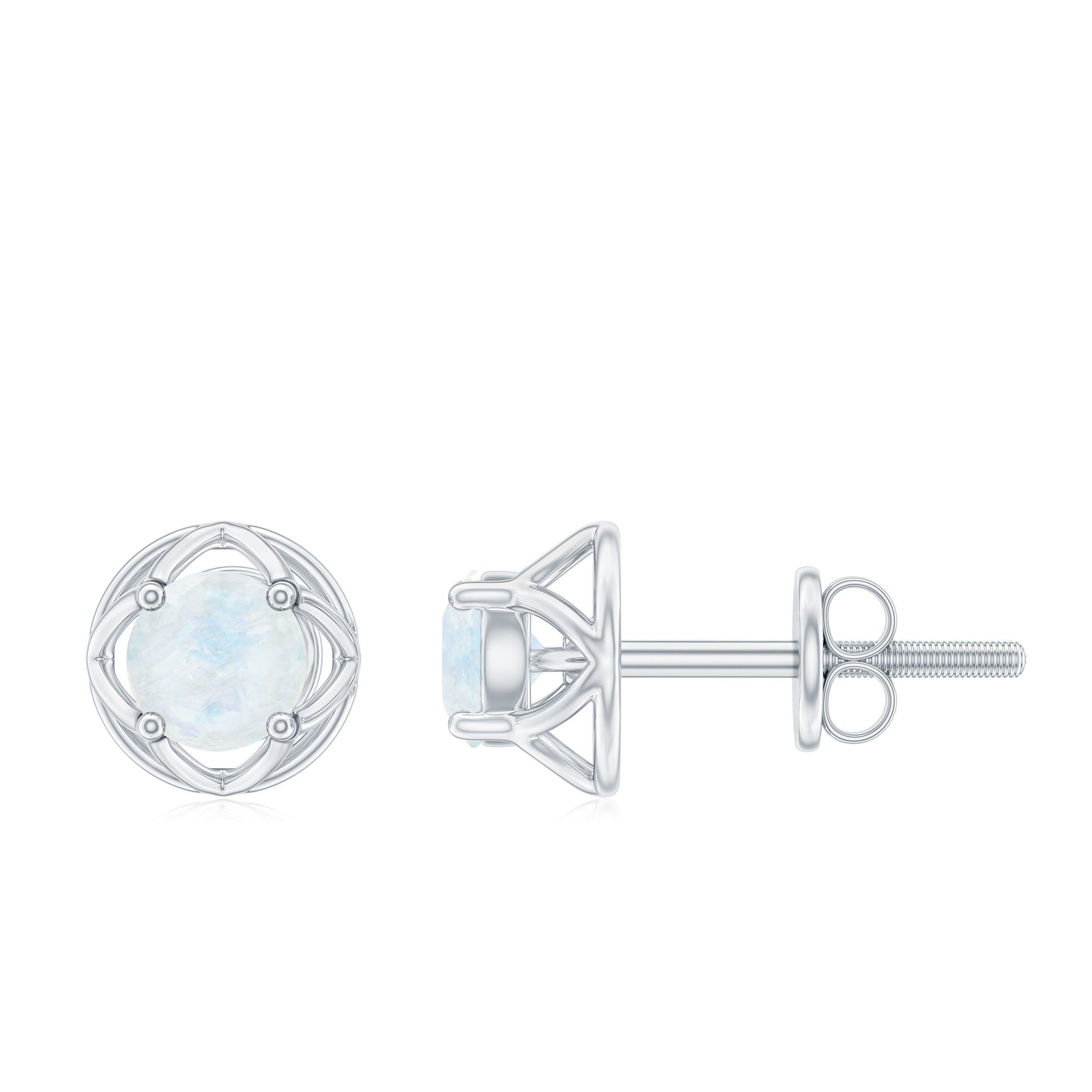 0.7 Carat Moonstone Flower Stud Earrings AAA - Rosec Jewels