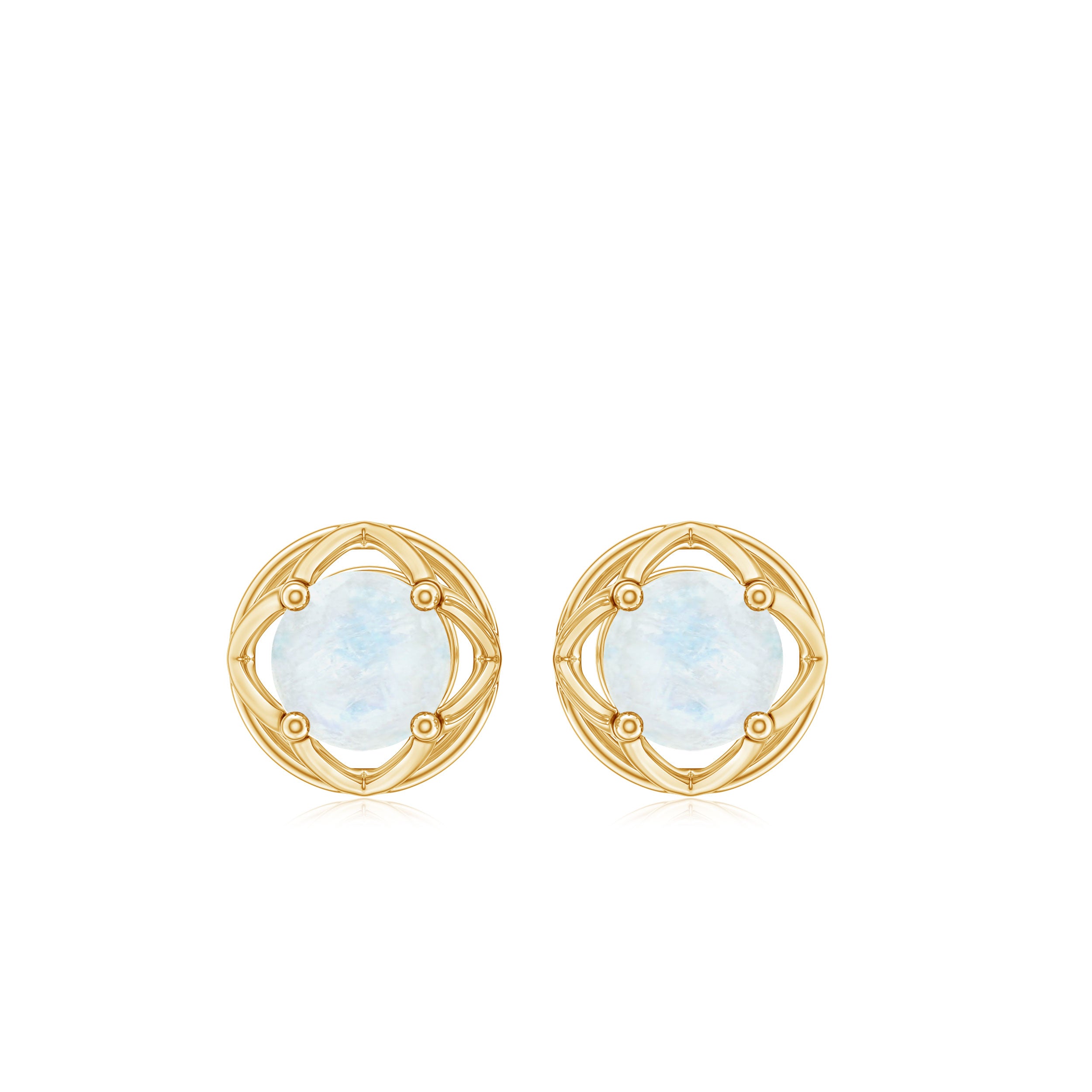 0.7 Carat Moonstone Flower Stud Earrings AAA - Rosec Jewels