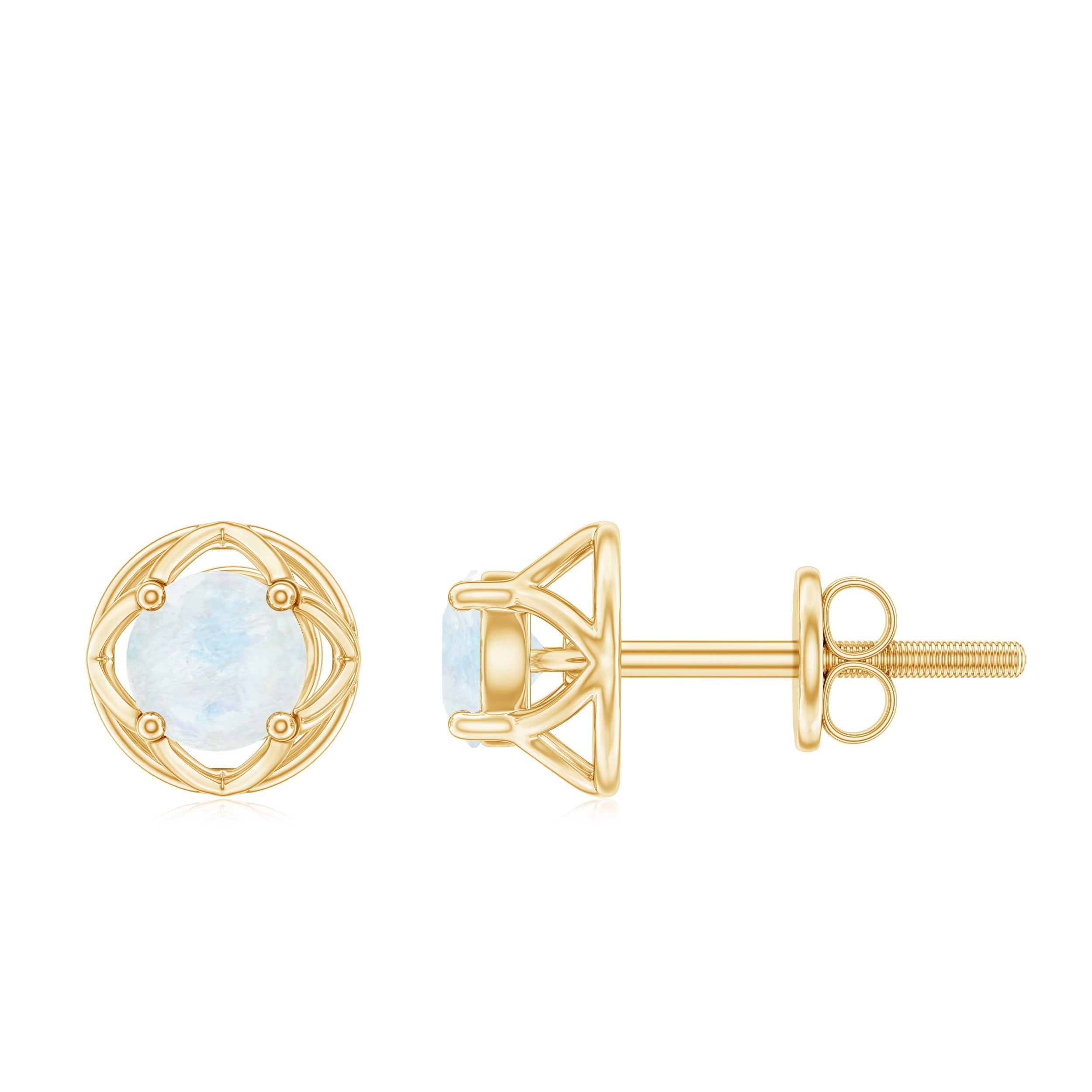 0.7 Carat Moonstone Flower Stud Earrings AAA - Rosec Jewels