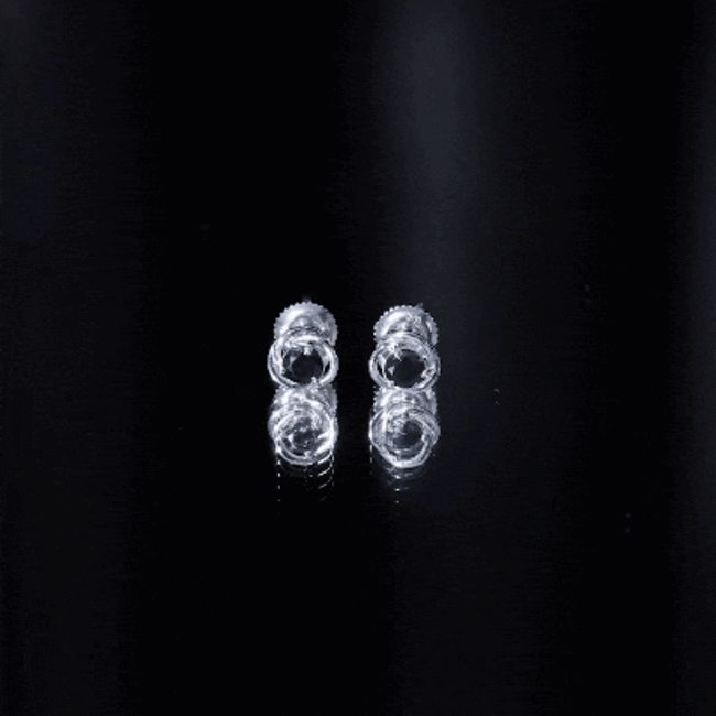 Solitaire Lab Created Black Diamond Swirl Stud Earrings AAAA ( Synthetic ) - Rosec Jewels