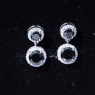 Natural Black Onyx and Moissanite Dangling Earrings AAA - Rosec Jewels