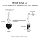 Lab Grown Black Diamond Heart Drop Earrings with Diamonds AAAA ( Synthetic ) - Rosec Jewels