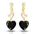 Lab Grown Black Diamond Heart Drop Earrings with Diamonds AAAA ( Synthetic ) - Rosec Jewels