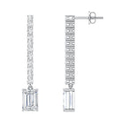 2 Carat Emerald Cut Lab Grown Diamond Bridal Drop Earrings with IGI Certificate Lab - ( E-VS1 ) - Rosec Jewels