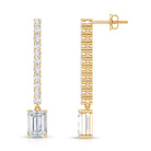 2 Carat Emerald Cut Lab Grown Diamond Bridal Drop Earrings with IGI Certificate Lab - ( E-VS1 ) - Rosec Jewels