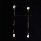 Rosec Jewels-Marquise and Round Diamond Dangle Chain Earrings in Bezel Setting