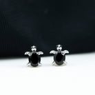 Oval Shaped Black Onyx Turtle Stud Earrings AAA - Rosec Jewels