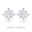 Round Cut Diamond Flower Stud Earrings for Women Natural - ( HI-SI ) - Rosec Jewels
