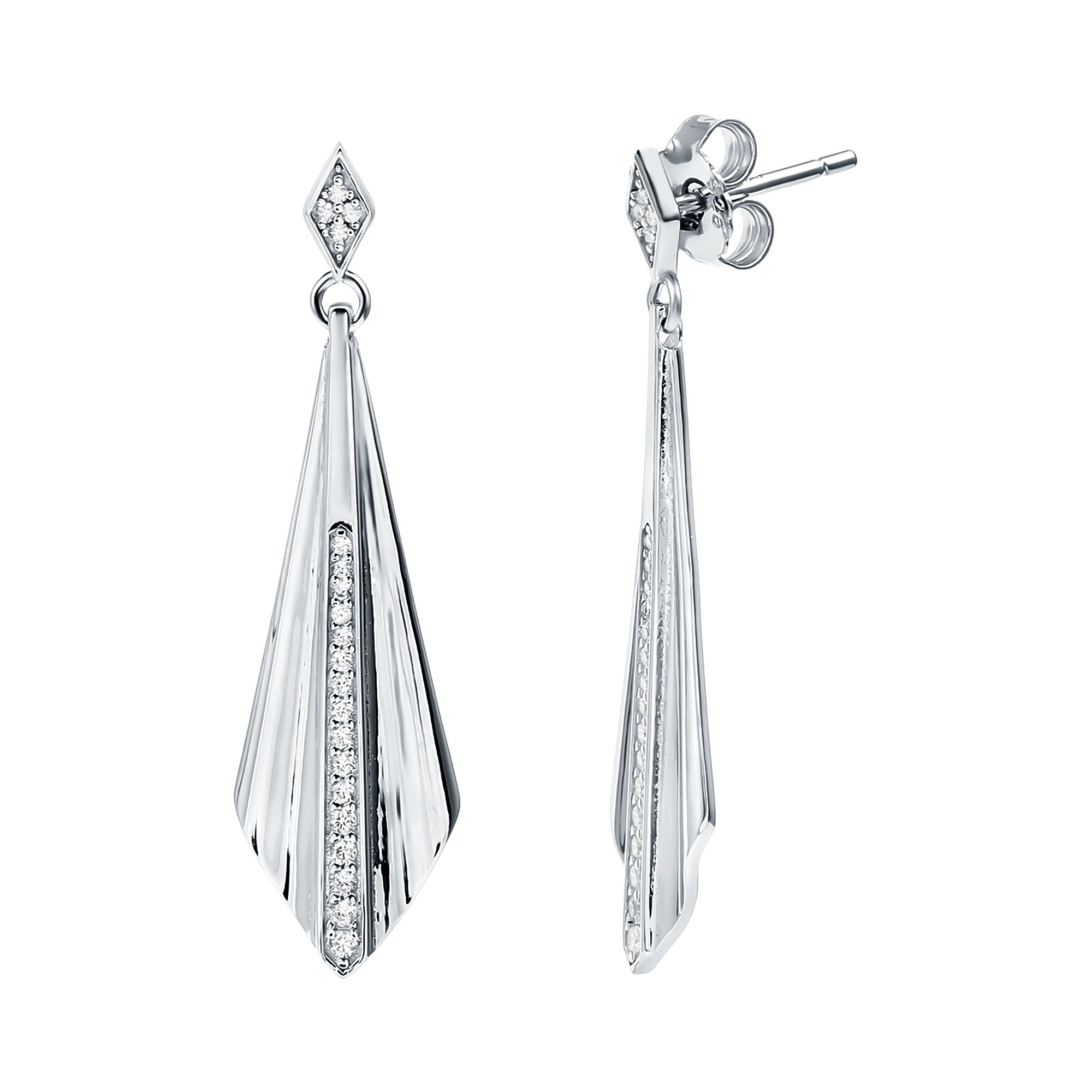Rosec Jewels-Certified Cubic Zirconia Dangle Earrings in Silver