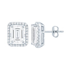 Rosec Jewels-Certified Cubic Zirconia Emerald Cut Earrings with Halo