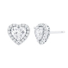 Rosec Jewels-Certified Cubic Zirconia Heart Shaped Earrings with Halo